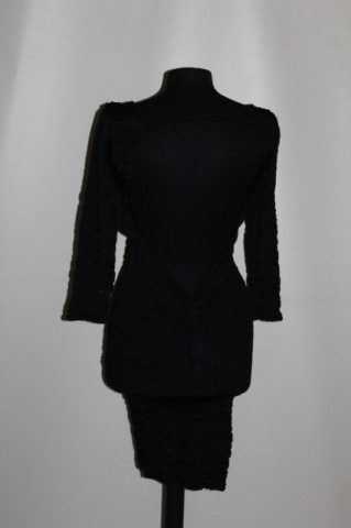 Rochie retro gofrată anii ’90 – negru, textură elastică - Img 3