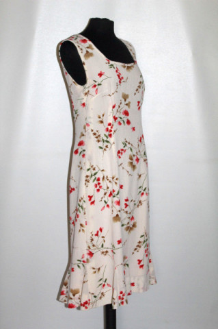 Rochie retro midi cu print floral roșu pe fond crem – vibe ’90  - Img 4