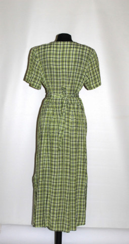Rochie retro Zabaione din viscose și acetat – carouri verde‑acid și negru, anii ’90 - Img 2