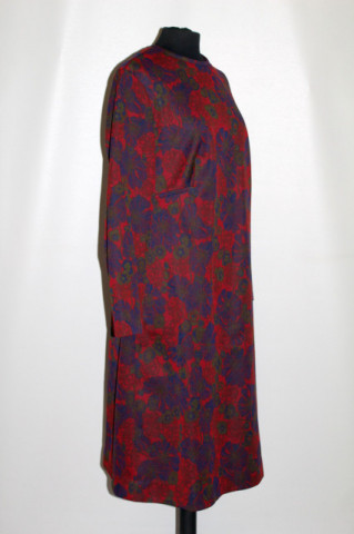 Rochie roșu cu albastru Trevira 2000 anii 60 - 70