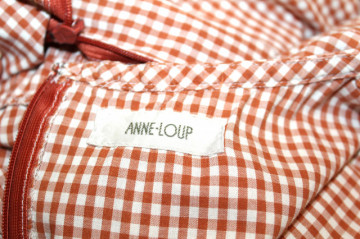 Rochie stil barn dress Anne‑Loup din pânză de bumbac cu carouri maro‑alb – anii ’90 - Img 7