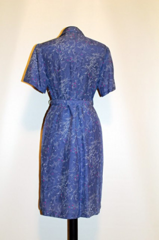 Rochie vintage albastru petrol print punctiform anii '50 - Img 3