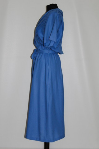 Rochie vintage bleu pliseuri pe bust anii '70