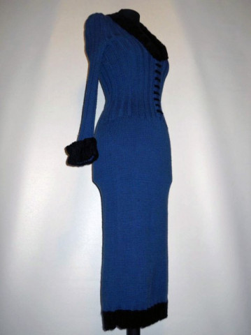 Rochie vintage din lana bicolora anii '70