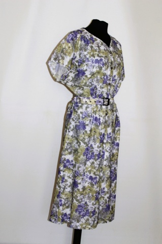 Rochie vintage florală violet-verde Schneberger – anii ’70, croială lejeră - Img 5