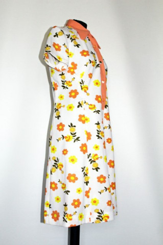 Rochie vintage flori portocalii "Diolen Loft" anii '70