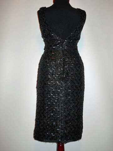 Rochie vintage neagra din dantela cu paiete anii '50