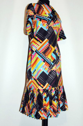 Rochie vintage print geometric multicolor anii '70