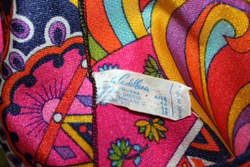 Rochie vintage print psihedelic multicolor anii 70 - Img 7
