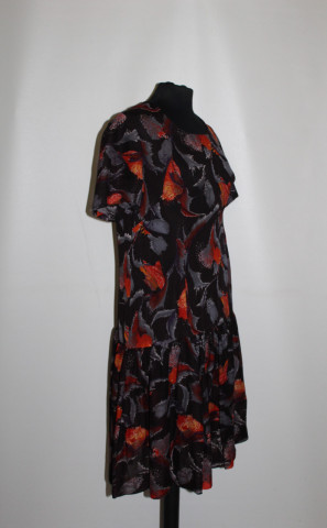 Rochie vintage talie joasă anii ’70 – crepe nylon cu print vegetal stilizat - Img 4