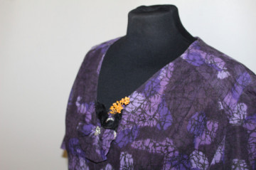 Rochie vintage violet cu cocarda si flori anii '60