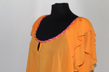 Bluza din georgette bicolor repro anii '70