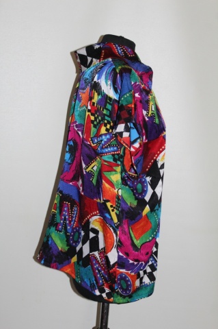 Bluză multicoloră cu print geometric – anii ’90, croială lejeră - Img 2