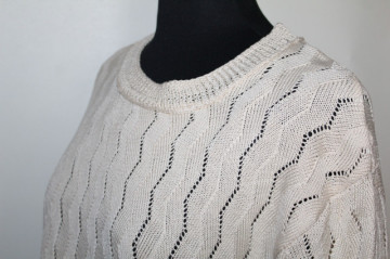 Bluză vintage din dantelă groasă macrame ecru – anii ’40, handmade Italia - Img 4