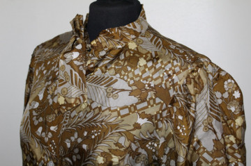 Cămașă vintage din mătase naturală cu print vegetal – anii ’60 - Img 5