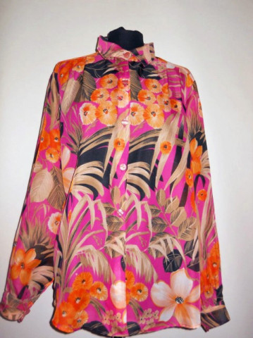 Camasa vintage din voal print floral anii '60