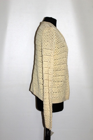Cardigan vintage din crochet galben pai – anii ’40, realizat manual - Img 2