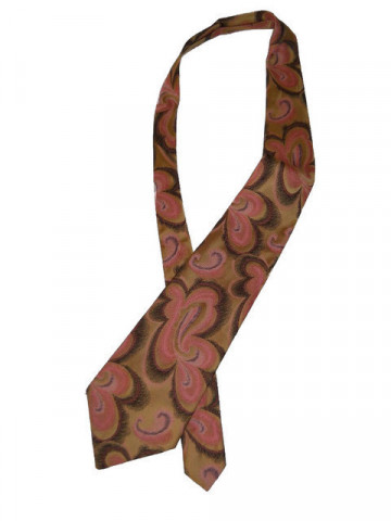Cravata vintage din brocart roz anii '70