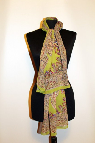 Esarfa retro paisley pe fond verde muschi anii '90