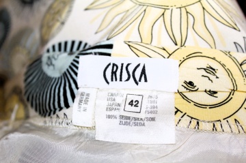 Fustă Crisca din mătase naturală – anii ’80, print „sori”, piesă de colecție - Img 7