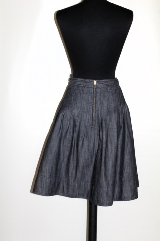 Fustă denim Benetton – anii ’90, bleumarin-indigo, croială structurată - Img 2