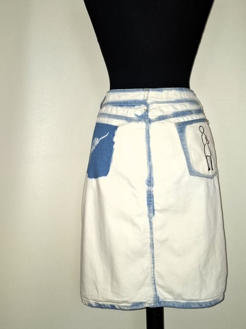 Fustă denim Fubu anii ’90 – bleu deschis, prespălată, vintage - Img 3