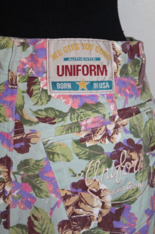 Fusta din jeans print floral anii '80 - '90