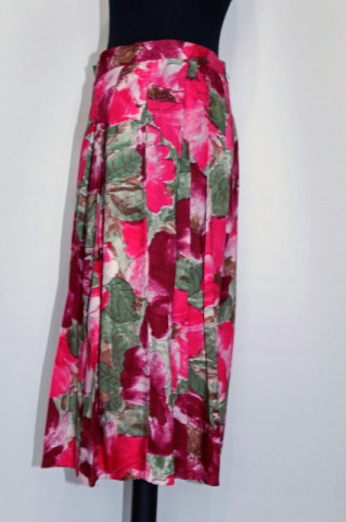 Fusta - pantalon flori rosii anii '80