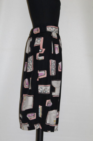 Fustă retro cu print abstract roz – vintage anii ’80 - Img 2