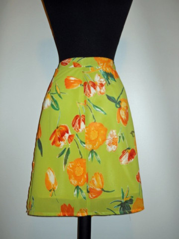 Fusta retro din chiffon print floral anii '80
