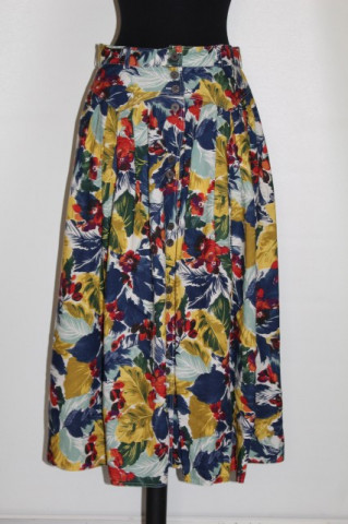 Fustă retro print floral multicolor anii 80