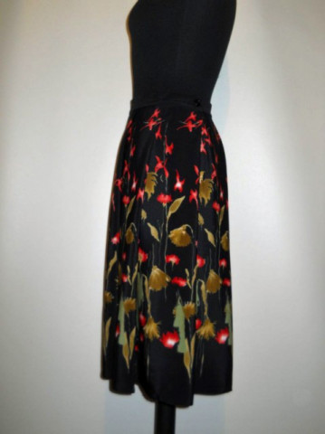Fusta vintage din crepe print floral anii '70