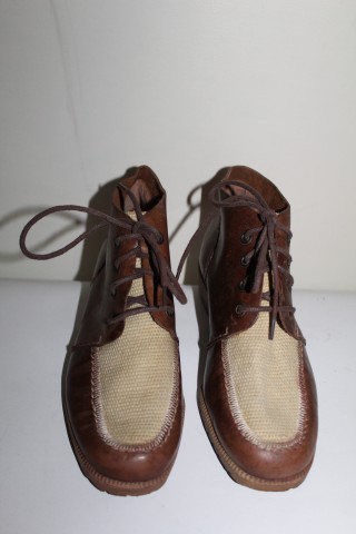 Ghete retro Gino Venturi anii ’80 – piele maro & crem, vintage street‑style