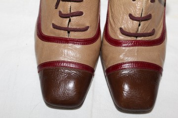 Ghetuțe stil pin‑up bicolor – piele naturală moale, vintage chic - Img 4