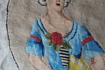 Gobelin oval damă victoriana anii ’30 – tapiserie vintage - Img 3