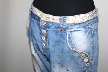 Jeans Tinddo Fashion Style – denim pictat cu rupturi, retro anii ’90 - Img 7