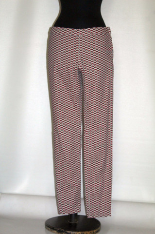 Pantaloni print geometric vișiniu repro anii 60
