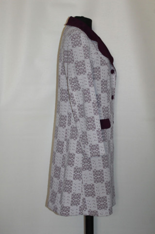 Pardesiu vintage flori în relief violet‑gri – anii ’60 - Img 2