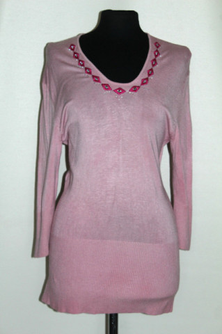 Pulover roz broderie fucsia repro anii 60