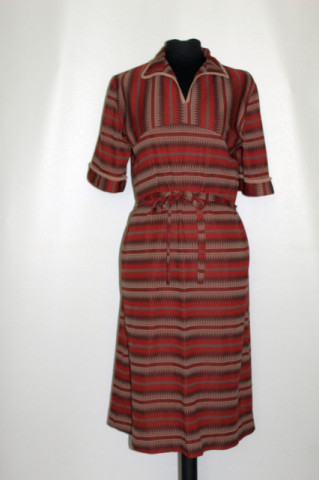 Rochie cărămizie print geometric anii 70