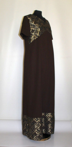 Rochie de seară maro cu lurex – model geometric, anii ’70 - Img 2