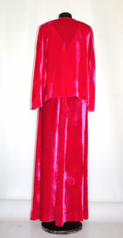 Rochie de seară vintage din catifea de mătase fucsia anii 30