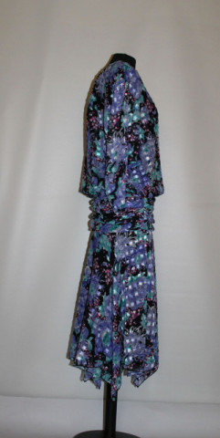 Rochie din voal floral albastru și verde – retro anii ’80 - Img 2