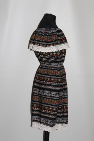 Rochie Julia Export repro anii ’70 – viscose negru cu print geometric - Img 2