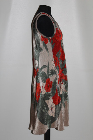 Rochie plisată cu print floral verde și cărămiziu – anii ’90 - Img 2