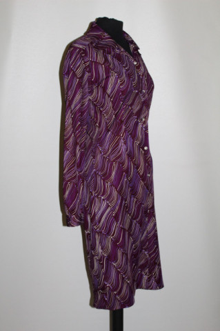 Rochie print abstract violet anii 70