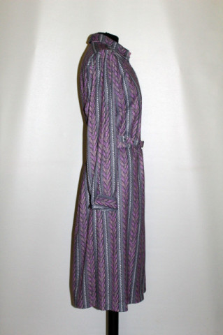 Rochie print geometric roz și gri anii 70