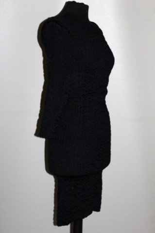 Rochie retro gofrată anii ’90 – negru, textură elastică - Img 4