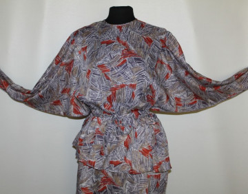Rochie retro print abstract caramiziu anii '80