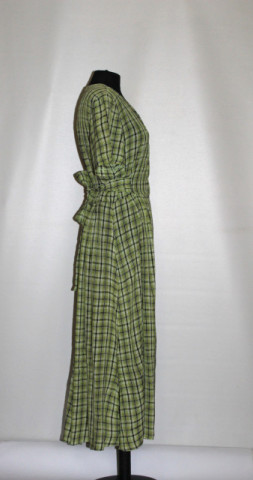 Rochie retro Zabaione din viscose și acetat – carouri verde‑acid și negru, anii ’90 - Img 3